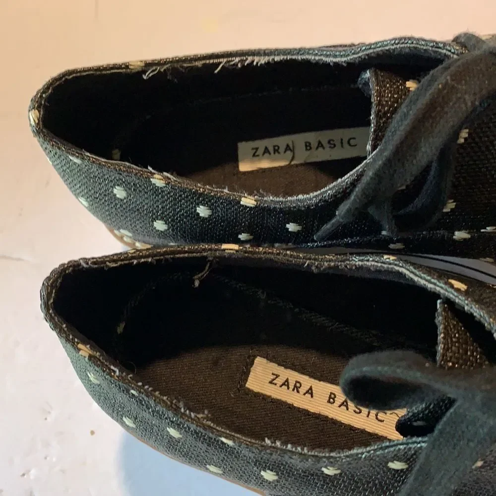 Zara coated canvas polka dot derby platform